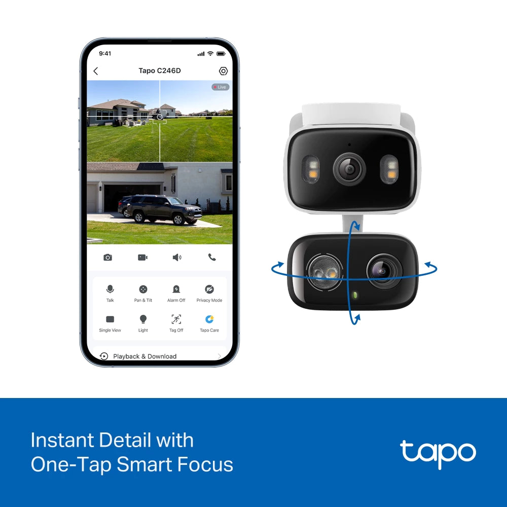 TP-Link Tapo C246D 2K 3MP Indoor/Outdoor Dual Lens Pan/Tilt Security Camera